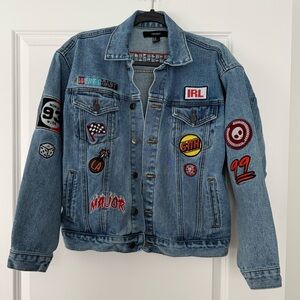 Forever 21 Blue Denim Jacket with Red Trim